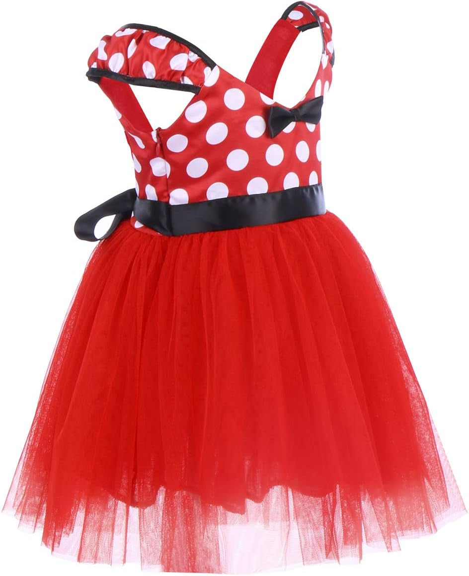 Girls' Polka Dots Princess Party Cosplay Pageant Fancy Costume Tutu Birthday Dress Up+Ears Headband
