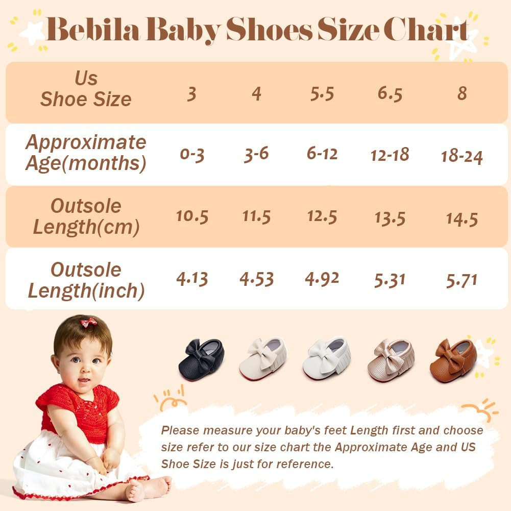 Double Bow Fringe Baby Moccasins - Soft Sole Baby Shoes Girls Toddler Crib Flats