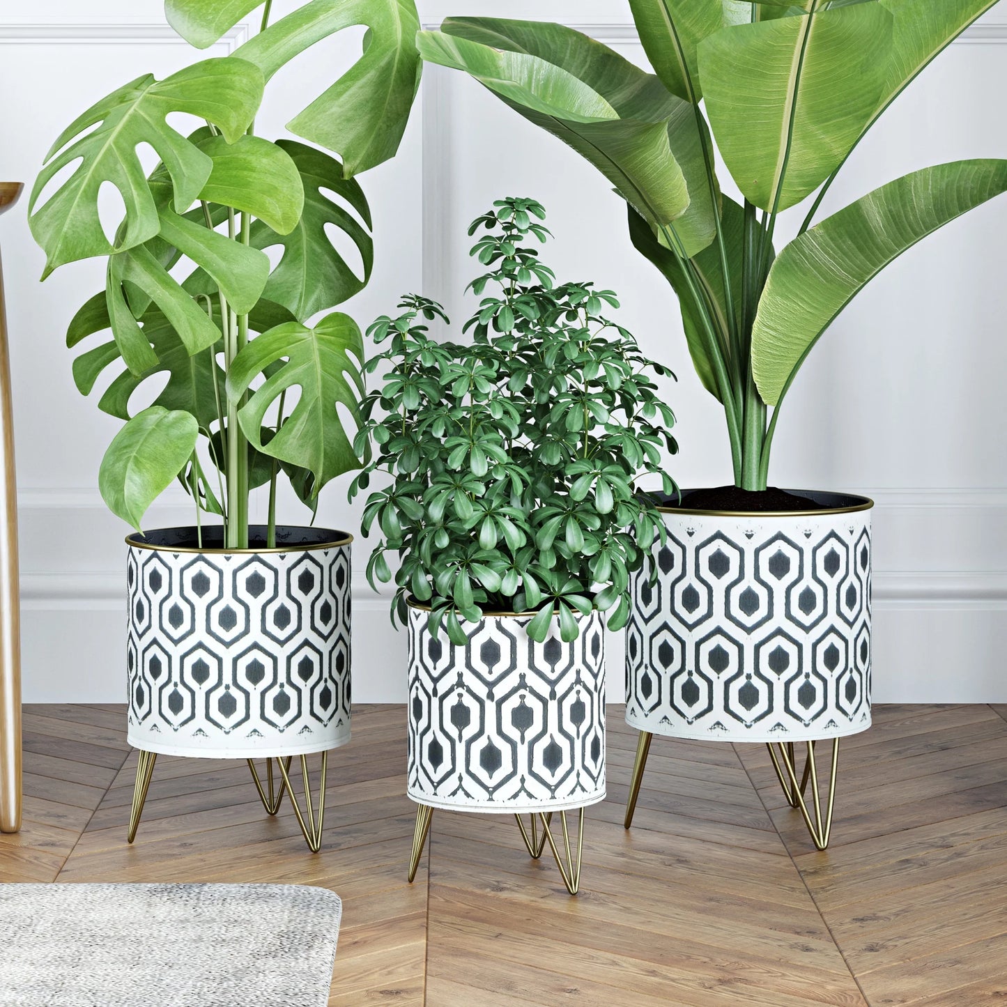 Andrey round Metal Modern Indoor Pot Planters (Set of 3)