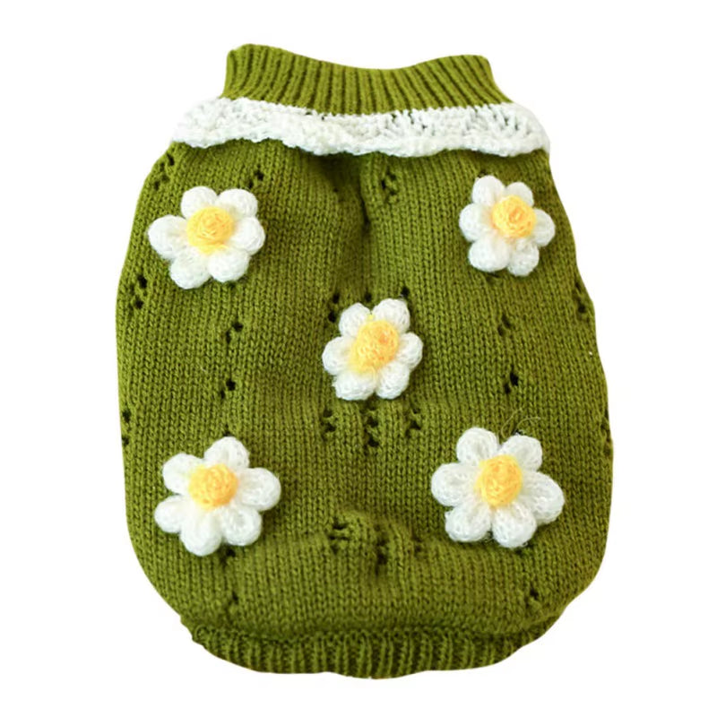 Pet Cute Sweater 3D Classic Flowers Blossoming 2-Legged Knit Clothes for Cold Weather Small Medium Dog Cat New Arrival