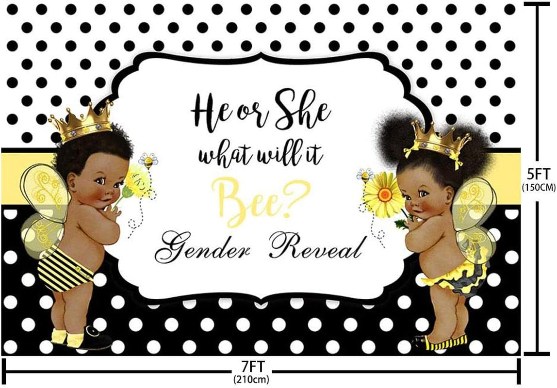 Bee Gender Reveal Backdrop Bee Baby Shower Decorations Banner What Will It Bee He or She Photography Background Banner Cake Table Photo Studio Prop 7X5Ft