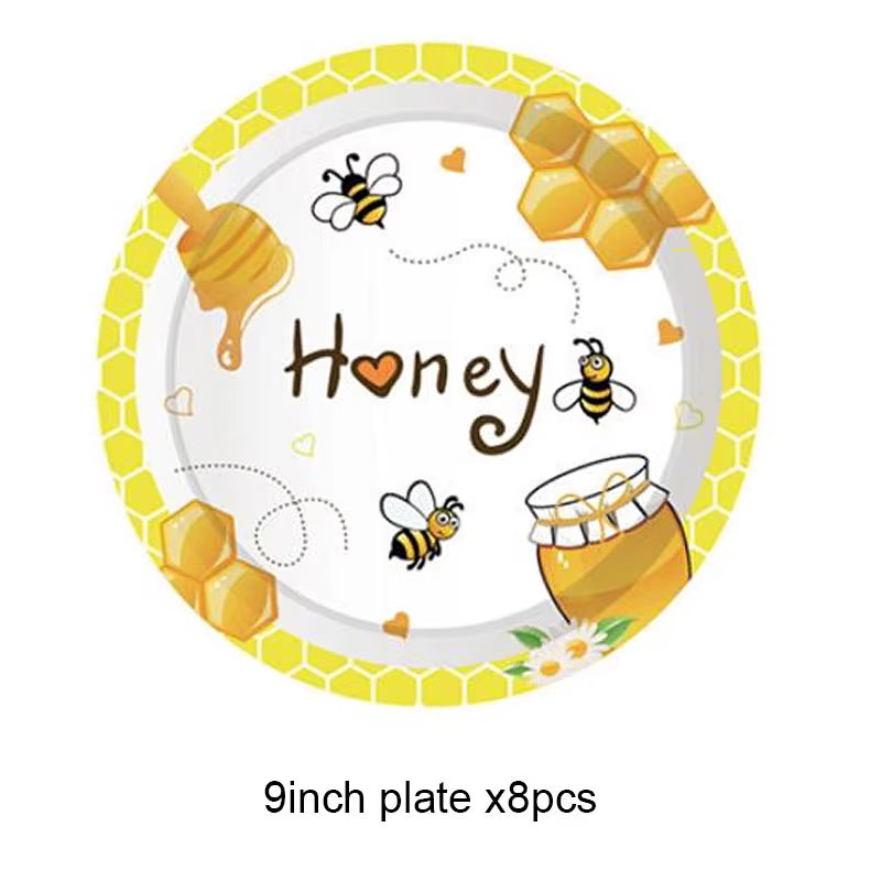 Bumble Bee Theme Party DIY Supplies Kids Birthday Party Decoration Latex Balloon Garland Disposable Tableware Set Baby Shower Su