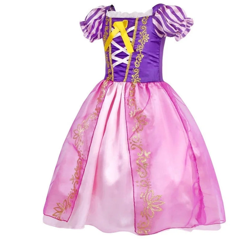 Rapunzel Dress for Girls Floral Puffy Rapunzel Princess Costumes Kids Dress up Halloween Cosplay Birthday Dresses up with Accessories 120 CM 5-6 Years