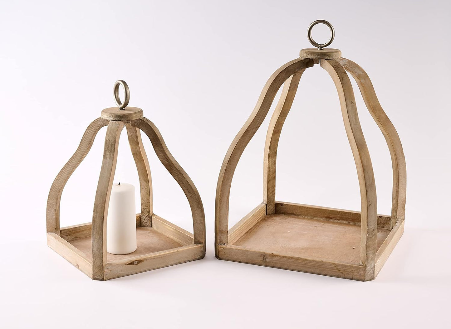Wood Lantern Set, Brown/Natural