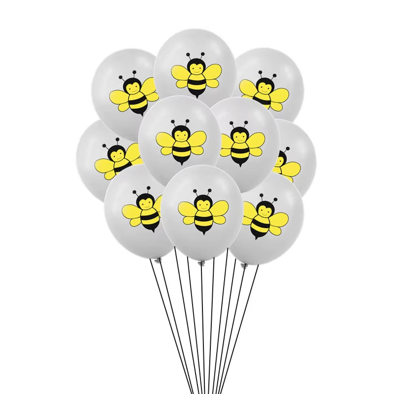 Bumble Bee Themed Happy Bee Day Balloons Happy Birthday Banner Honey Bee Party Decoration Cake Topper Baby Shower Party Supplies
