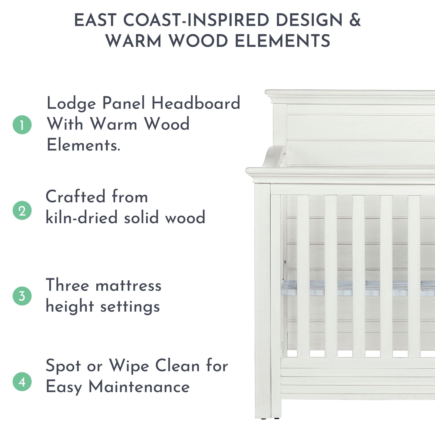Waverly 5-In-1 Full Panel Convertible Crib, Weathered White