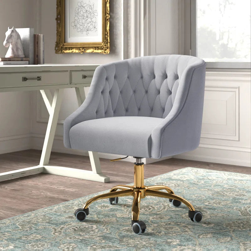 Louise 35.5'' H Velvet Hand-Curated Task Chair with Button Tufted