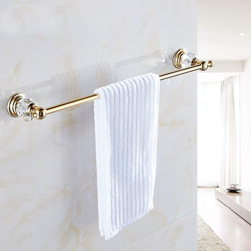 Crystal Bathroom Accessories, Gold Towel Bar Set Toilet Paper Holder Towel Ring Coat Hooks Shinny Bathroom Hardware Wall Mounted 4 Pieces with Crystal Ball Base