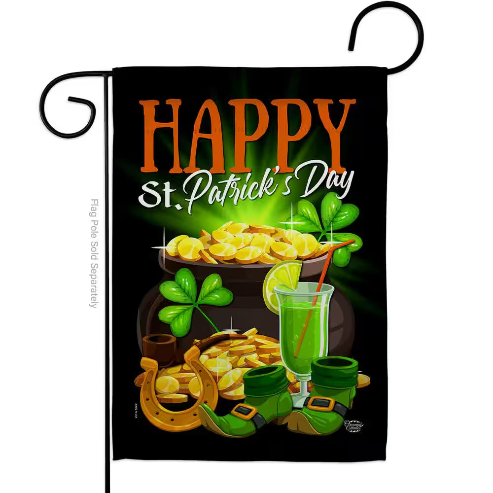 13 In. X 18.5 In. Happy Saint Patrick Day Garden Flag Double-Sided Spring Decorative Vertical Flags