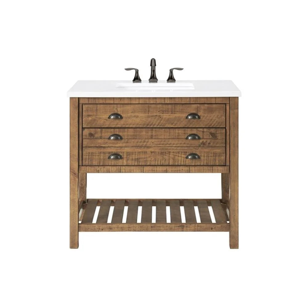 Monterey 37" Wood Single Bathroom Vanity Natural Brown