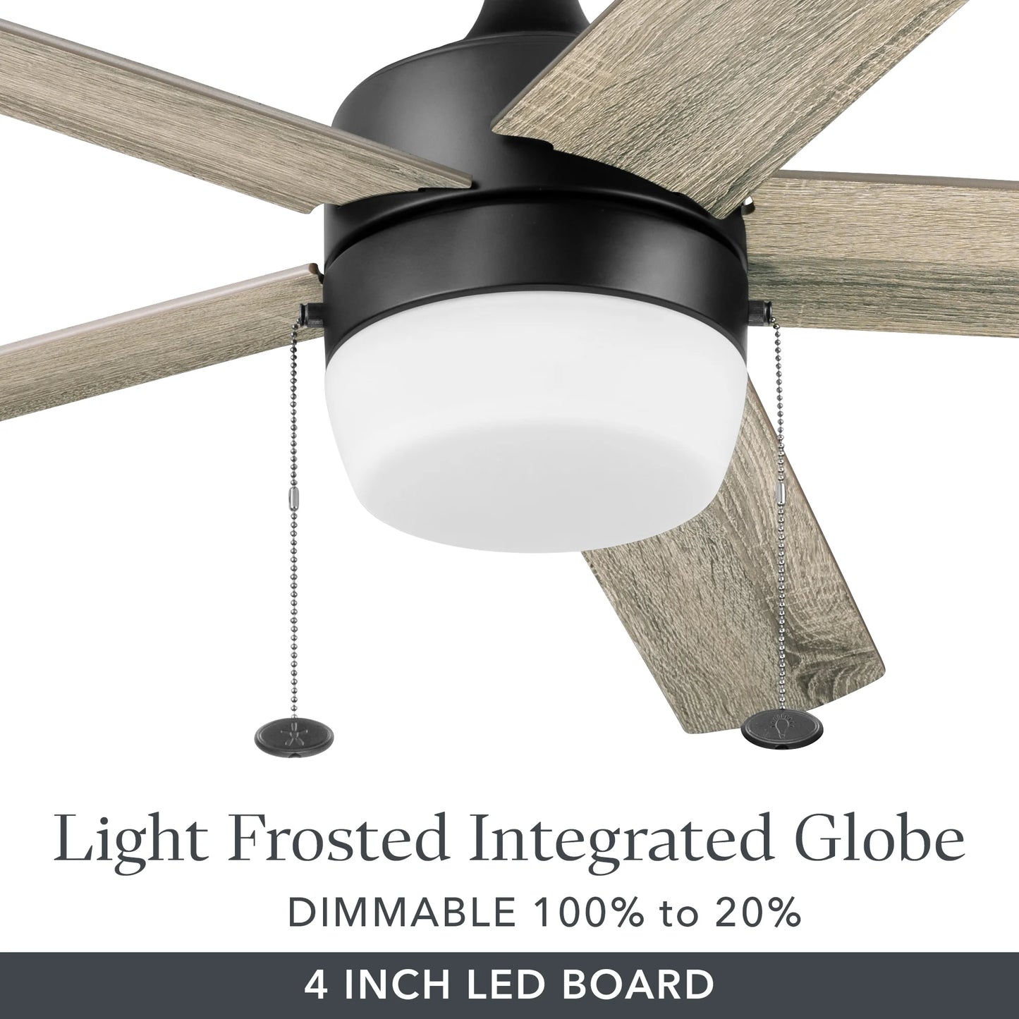 52" Pearce Modern Black Indoor Ceiling Fan with Light, Adjustable Color Temperature & Reverse Airflow