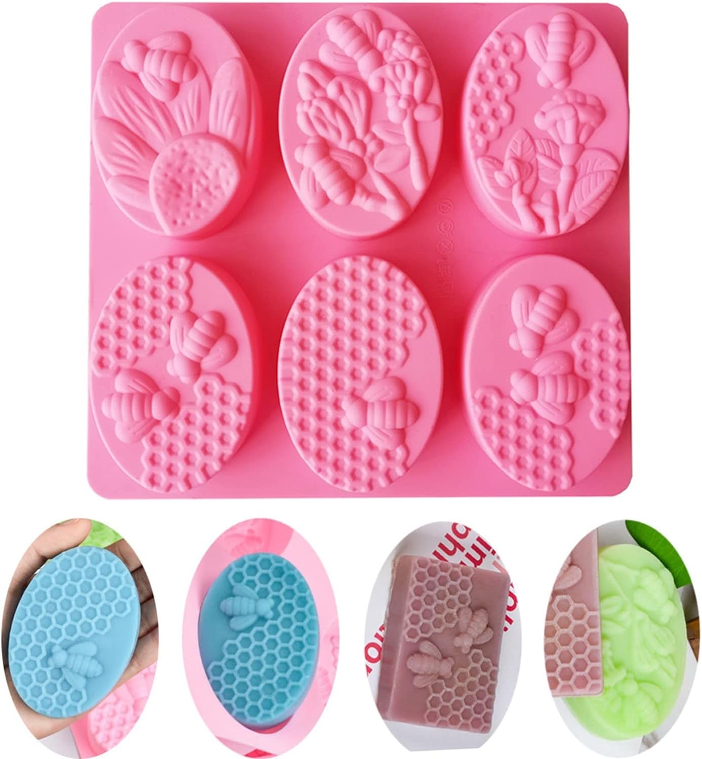 2Pcs Bee Silicone Soap Molds, Honeycomb Molds for Chocolate Jelly Candy Making