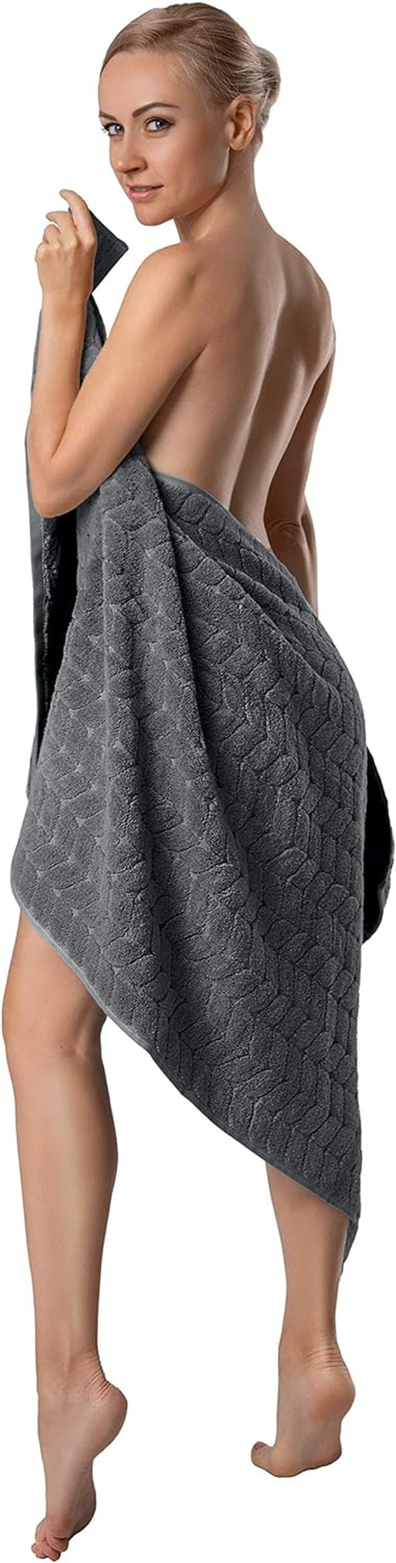 100% Turkish Cotton Jacquard Luxury Towel Set – Quick Dry Non-Gmo Ultra-Soft, Plush and Absorbent Luxury Durable Turkish Towels Set (Grey, 3 Pcs Towel Set)