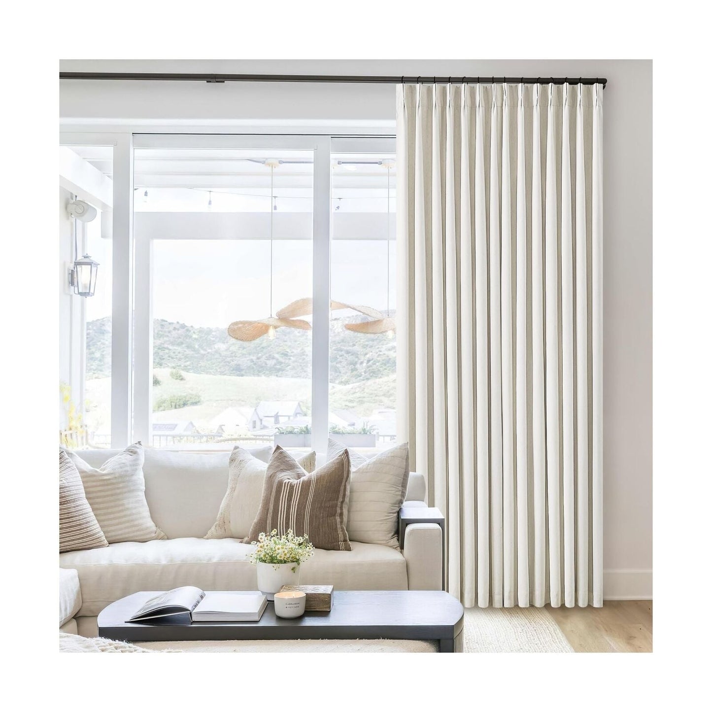 Natural Cream Linen Black Out Curtains 120 Inch Long for Living Room Bedroom ...