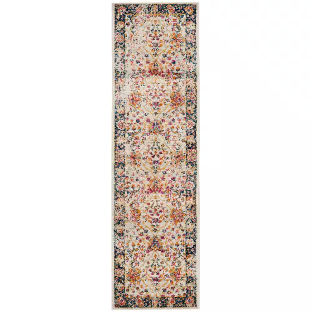 Madison Cream/Navy 2 Ft. X 6 Ft. Border Runner Rug