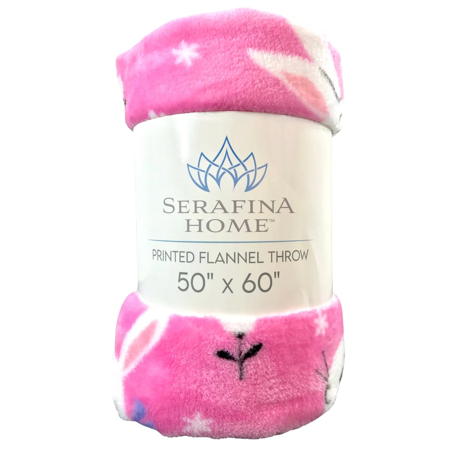 Spring Throw Blanket, Soft Cozy Velvet Fleece, Pink Blue White, 50" X 60" Inch