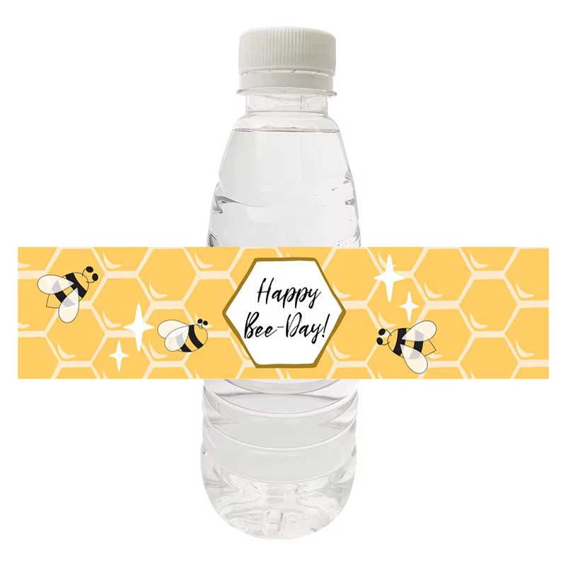 10Pcs Happy Bee Day Bottle Labels Stickers Happy Birthday Honey Bee Party Baby Shower Decorations Kids Toy Water Labers