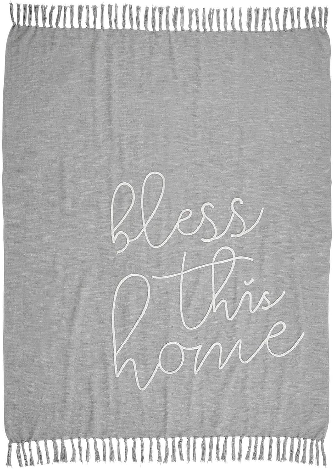 Home Sentiment Blanket (Bless), Grey, 50"" X 60""" (41000052B)