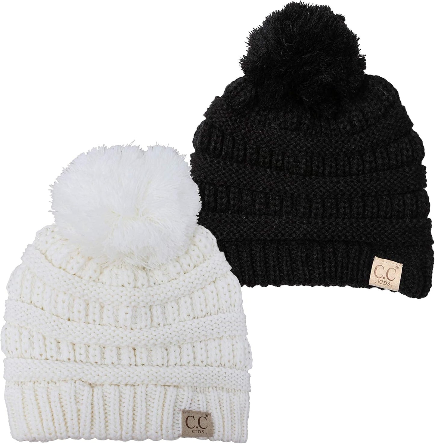 Cozy Toddler Cable Knit Pom Beanie - Warm Winter Hat for Kids