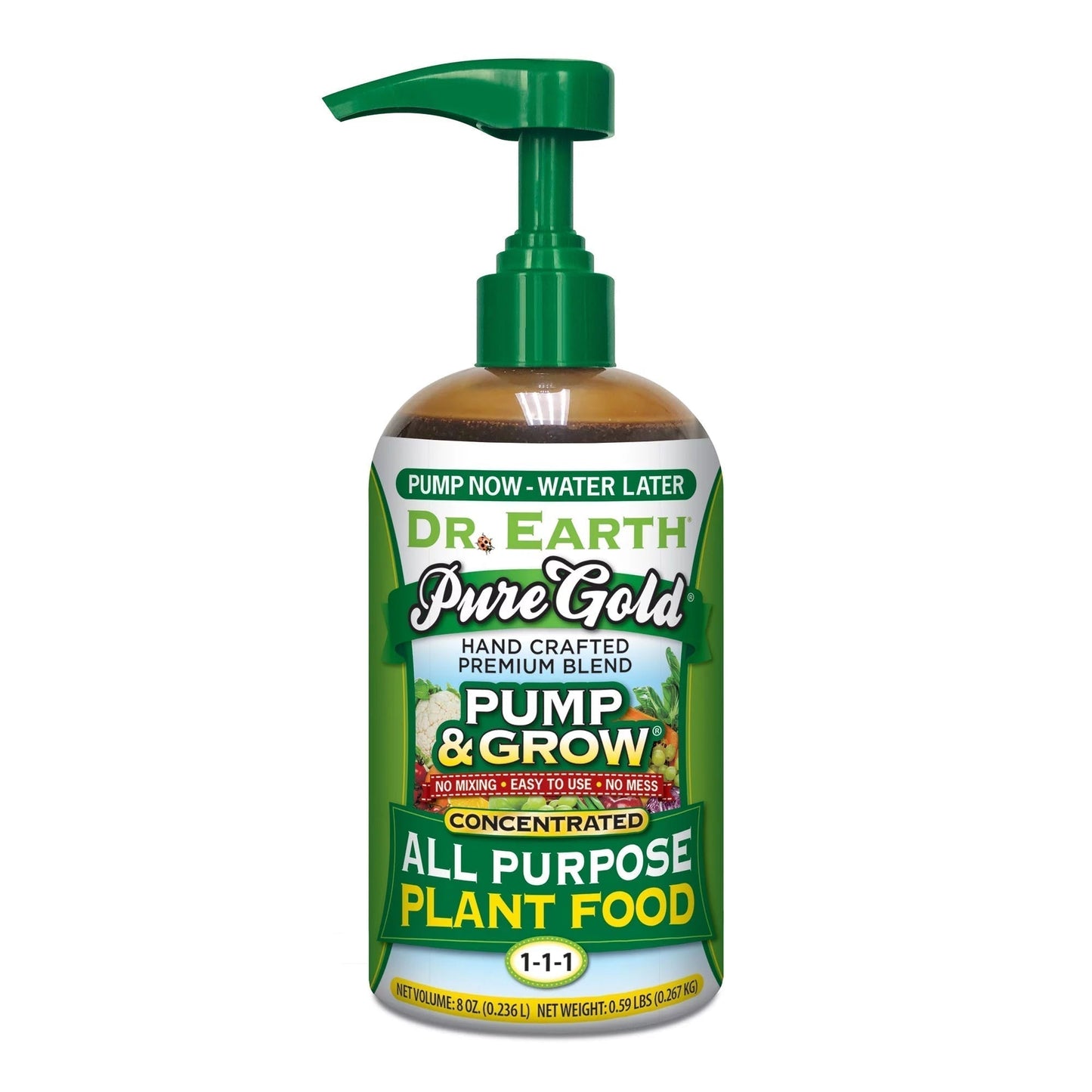 Pure Gold Pump & Grow All Purpose Plant Food, 1-1-1 Fertilizer, 8 Oz.