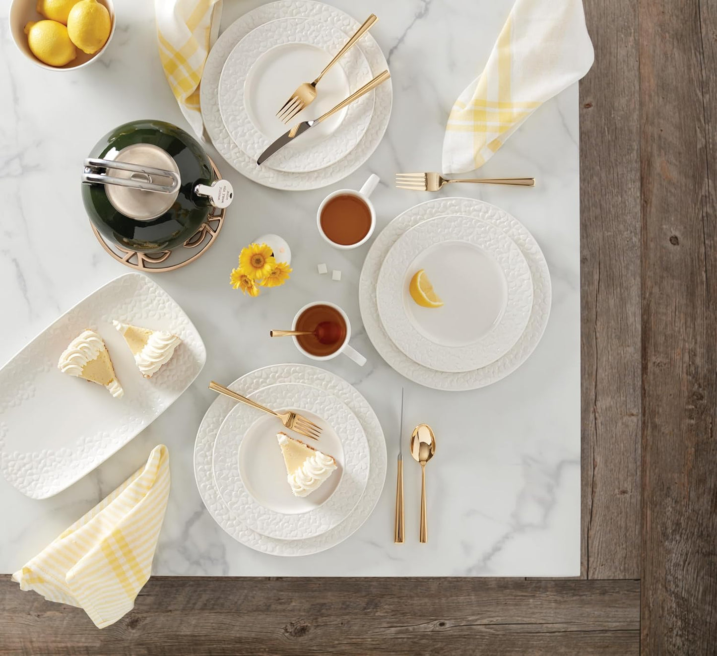 Blossom Lane 4-Piece Dinner Plate Set, 7.15 LB, White
