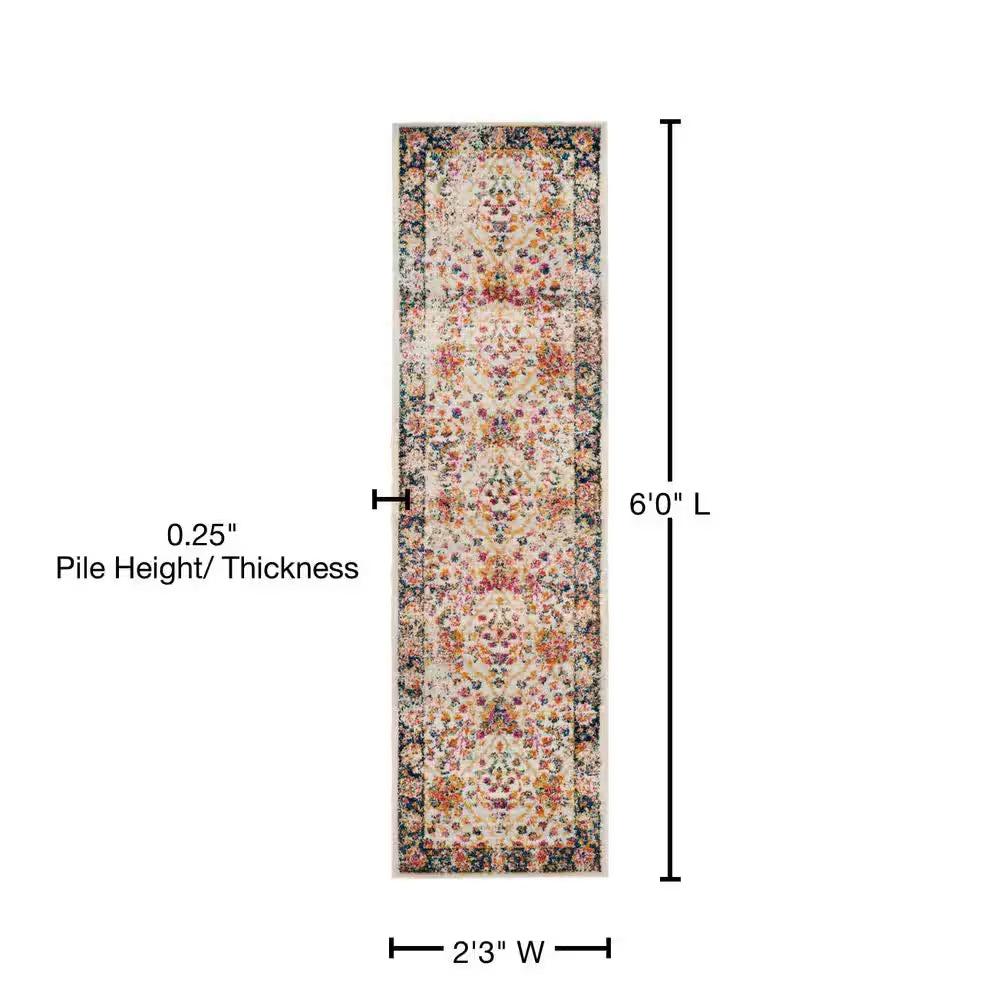 Madison Cream/Navy 2 Ft. X 6 Ft. Border Runner Rug