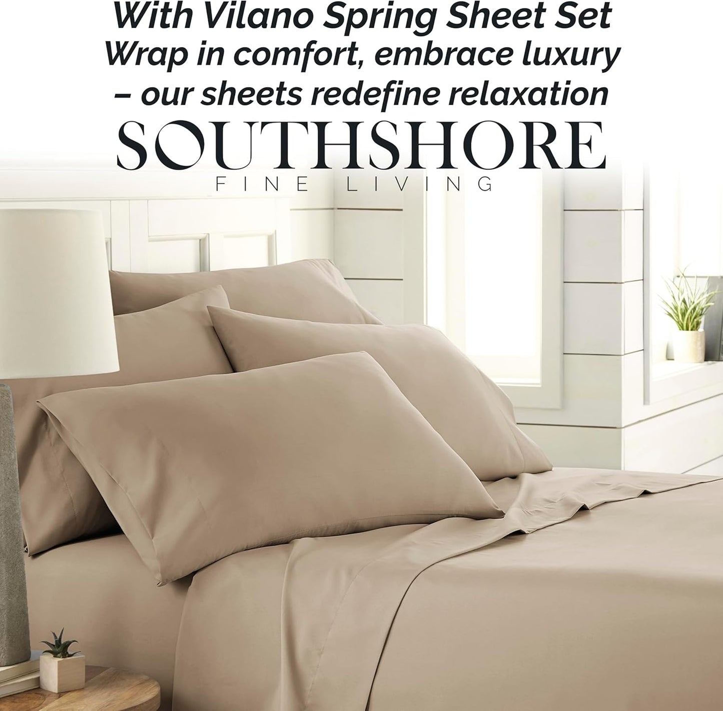 6-Piece Microfiber Bed Sheets Queen Size Set, 21-Inch Extra Deep Pocket Fitted Sheet Queen, Oversized Flat Sheet, Taupe Pillow Cases Set of 4, Taupe Sheets