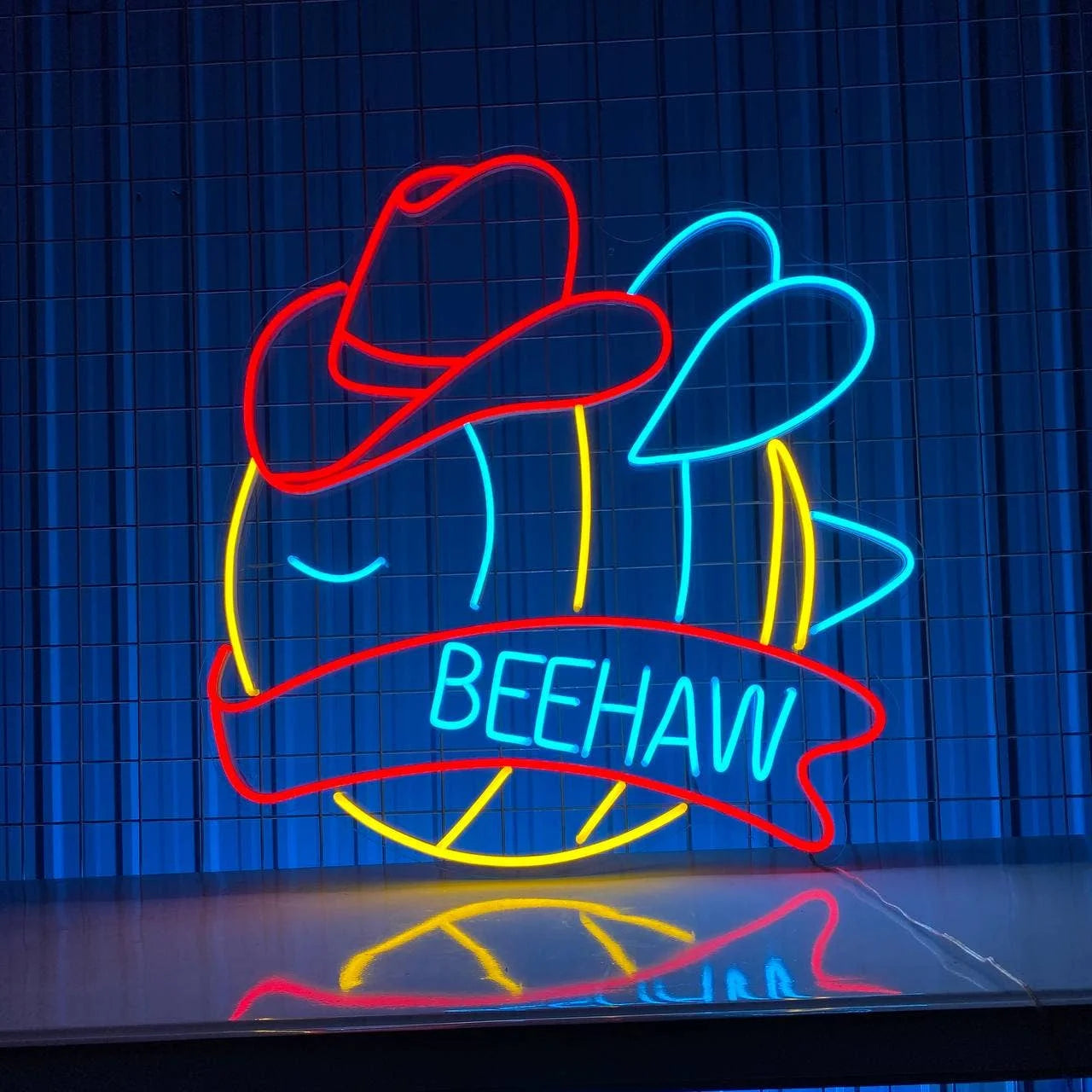 Bee Hat Cowboy Neon Sign, Cowboy Lover Gifts, Bee LED Sign