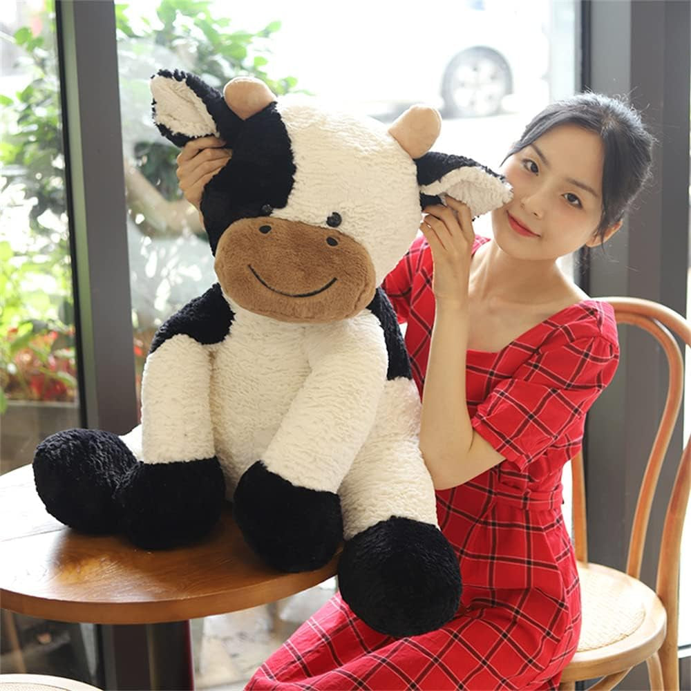 Cow Year Plush Toy Cute Cattle Stuffed Animals Cattle Soft Doll Kids Toys Birthday Gift for Children Easter, Thanksgiving, Christmas, New Year'S Gifts (Black and White, 50Cm/19Inch)