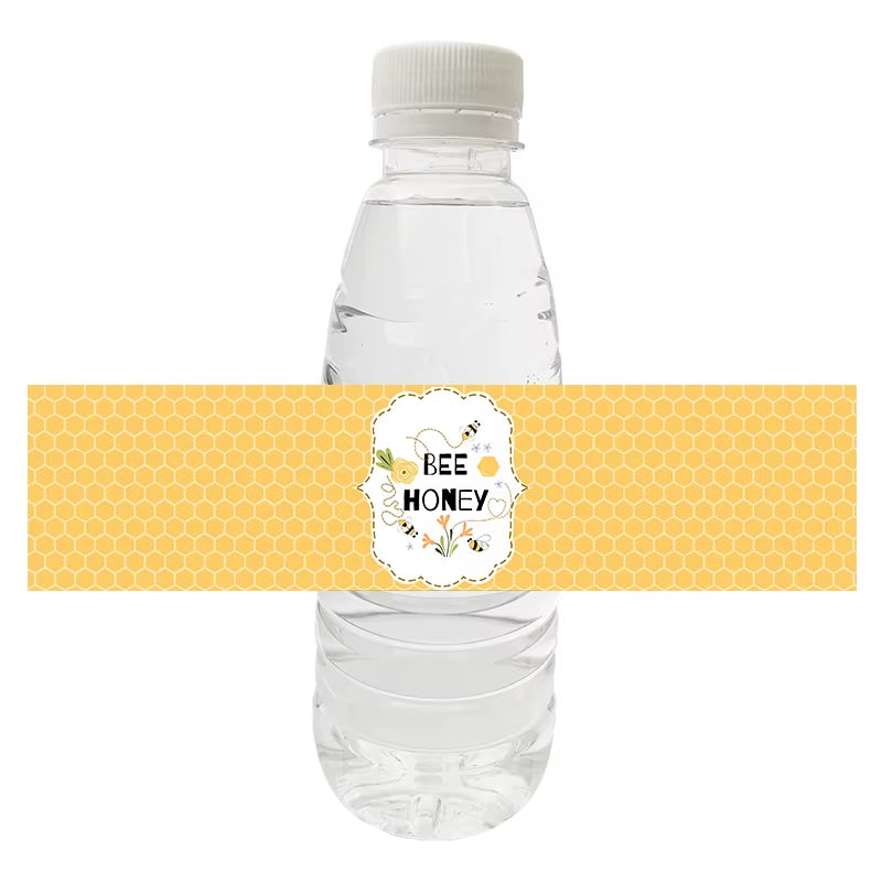 10Pcs Happy Bee Day Bottle Labels Stickers Happy Birthday Honey Bee Party Baby Shower Decorations Kids Toy Water Labers