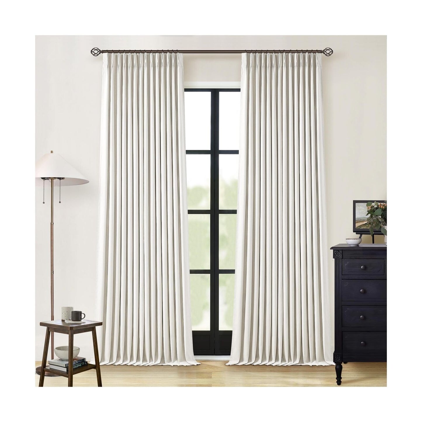 Natural Cream Linen Black Out Curtains 120 Inch Long for Living Room Bedroom ...