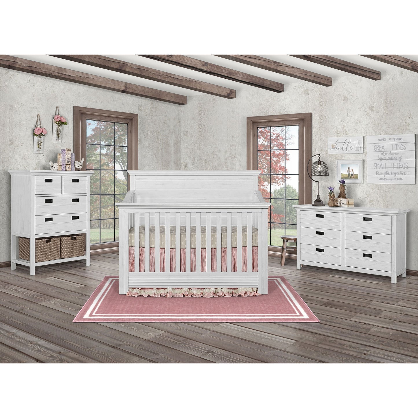 Waverly 5-In-1 Full Panel Convertible Crib, Weathered White