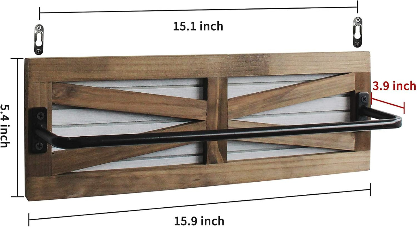 2PCS Rustic Towel Rack for Bathroom Wall Mounted, Wall Mounted Wood Hanging Bathroom Towel Holder and Organizer for Kitchen Storage Organizer Rack, Bathroom Towels, Robes, Clothing (Brown)