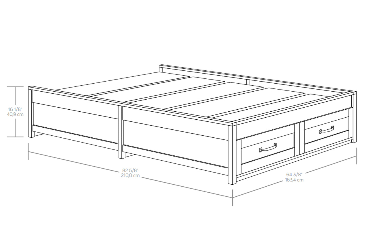 Modern Farmhouse Queen Platform Bed, Rustic White Finish