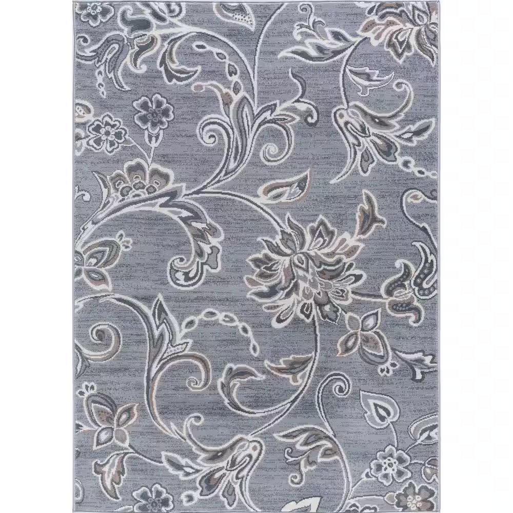 Madison Floral Gray 6 Ft. round Indoor Area Rug
