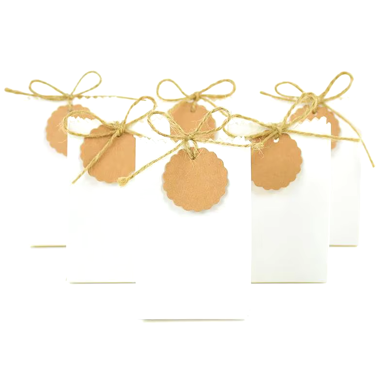 50/10Pcs Kraft Paper Gift Box with Rope Retro Candy Cookie Bag Wedding Favors Birthday Party Supplies Christmas Gift Packaging