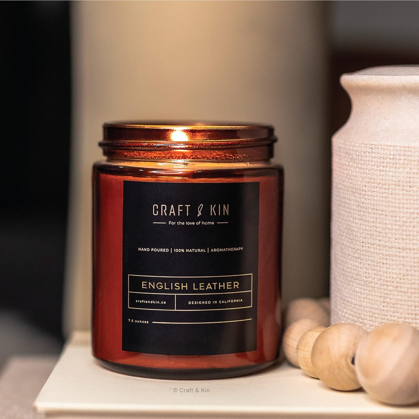 English Leather Scented Candles for Men & Women | Soy Candles for Home Scented,Leather Candle, Men Candles for Bedroom, 8 Oz 45 Hour Burn Long Lasting Candles, Masculine Candle, Mens Candles for Home