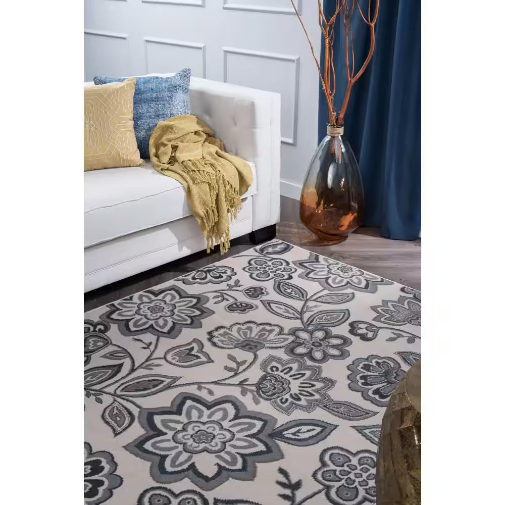 Madison Floral Cream 5 Ft. X 7 Ft. Indoor Area Rug