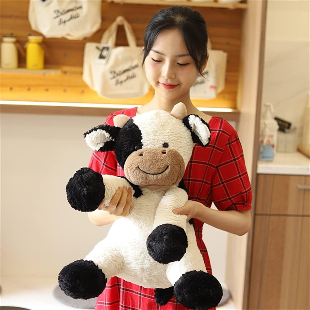 Cow Year Plush Toy Cute Cattle Stuffed Animals Cattle Soft Doll Kids Toys Birthday Gift for Children Easter, Thanksgiving, Christmas, New Year'S Gifts (Black and White, 50Cm/19Inch)