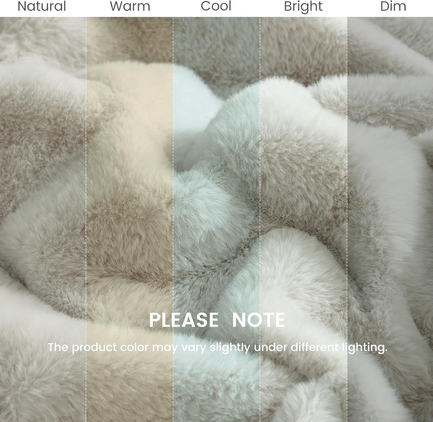 Faux Fur Throw Blanket for Couch, Cozy Soft Plush Thick Winter Blanket for Sofa Bedroom Living Room, 50 * 60 Inches Beige