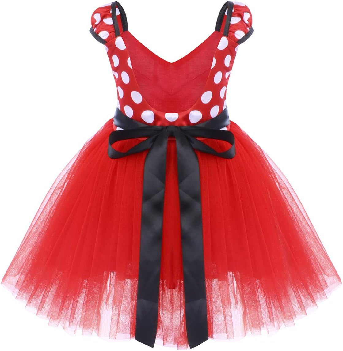 Girls' Polka Dots Princess Party Cosplay Pageant Fancy Costume Tutu Birthday Dress Up+Ears Headband