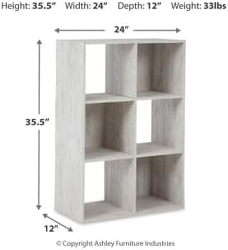 Paxberry Coastal 6 Cube Storage Organizer or Bookcase, Whitewash