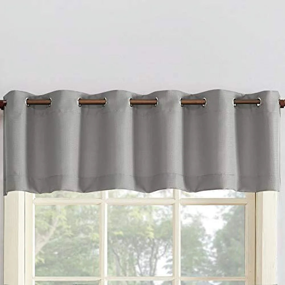 Nathan Casual Textured Semi-Sheer Grommet Kitchen Curtains, 56"X14", Nickel