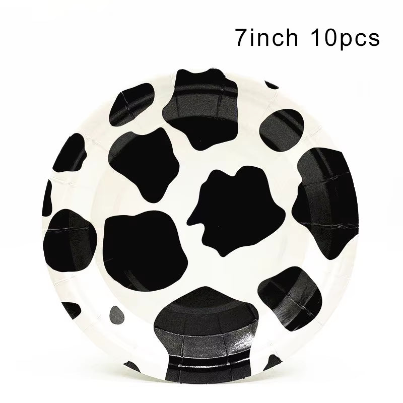 Farm Cow Theme Birthday Party Animal Party Cow Decoration Disposable Cup Plate Tablecloth Baby Shower Balloon Decoration