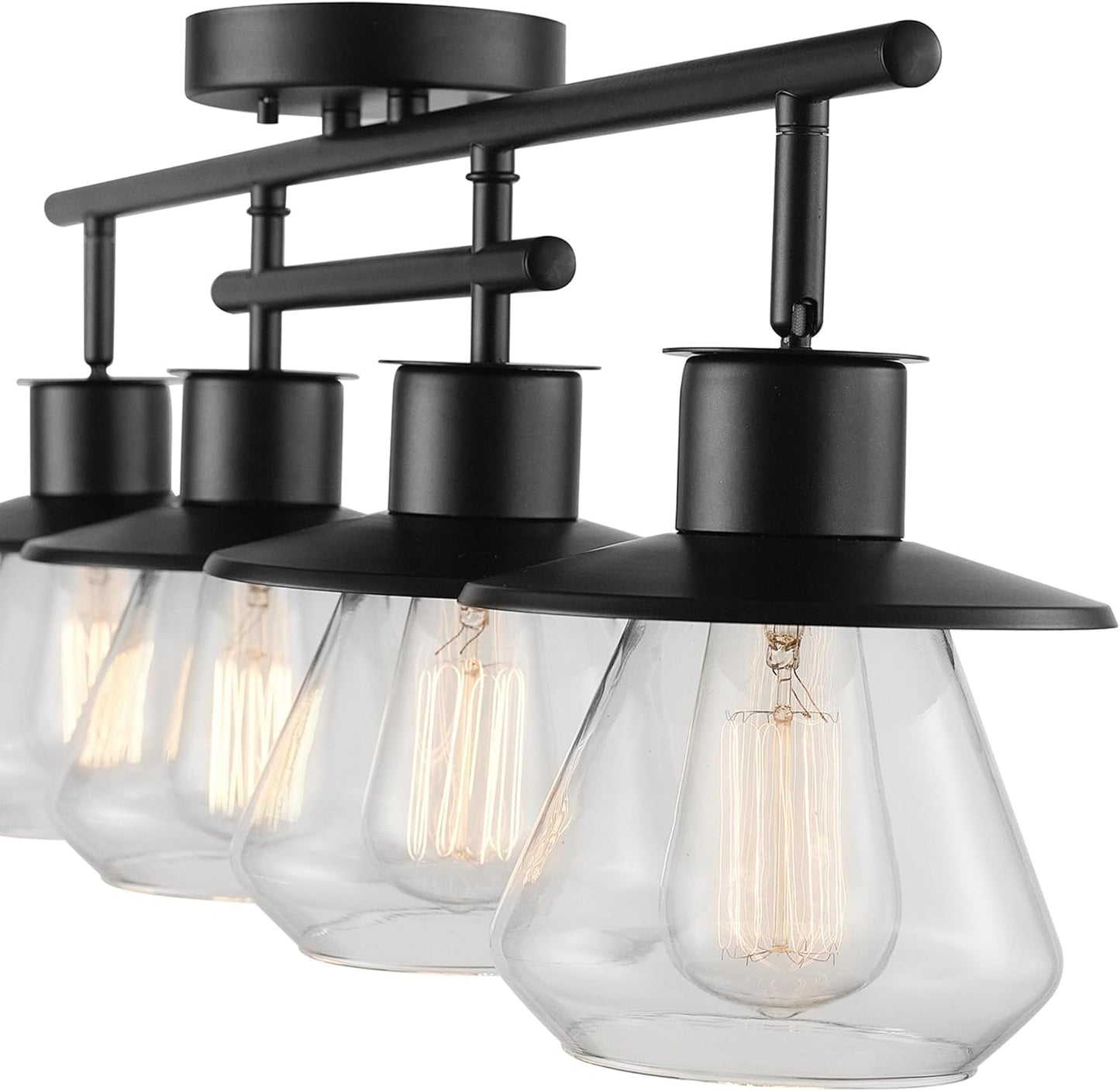 59530 4-Light Complete Track Lighting Kit, Dark Bronze, Clear Glass Bell Shaped Shades, Ceiling Light Fixture, Ideal for Kitchen and Dining Room, LED Bulb Compatible