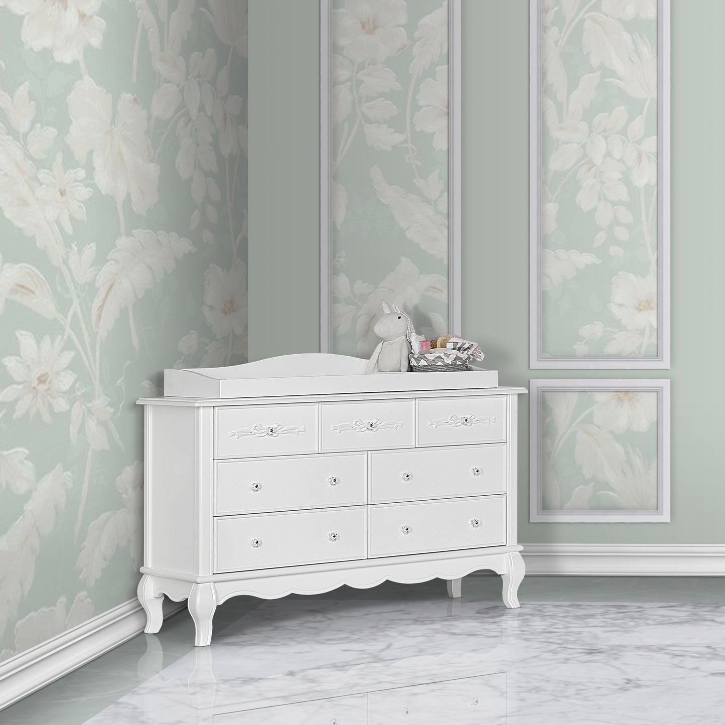 Foldable Tray Diaper Changing Table, Frost