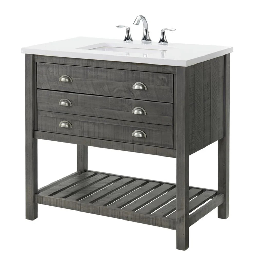 Monterey 37" Wood Single Bathroom Vanity Natural Brown