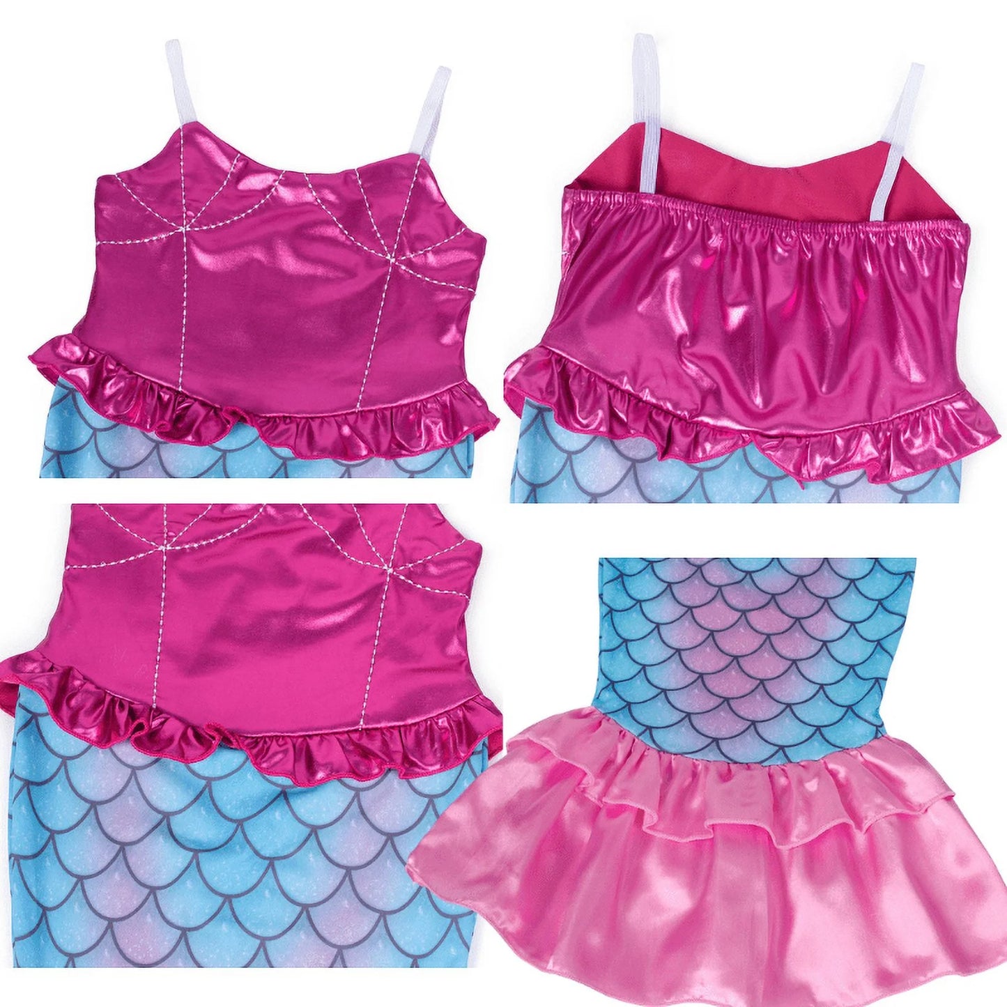 Little Girls Mermaid Costume Ariel Princess Dress up Kids Party Fancy Cosplay Childs Party Holiday Birthday Outfit with Accessories 140 CM 9-10 Years