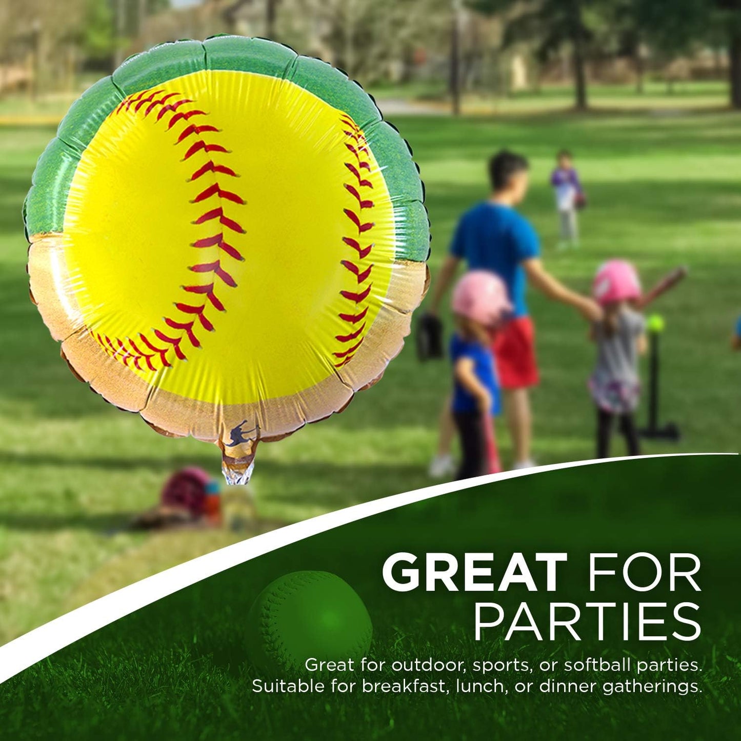 Softball 18" round Foil Mylar Party Balloon, Girl'S Fastpitch Softball, Extra Innings Collection