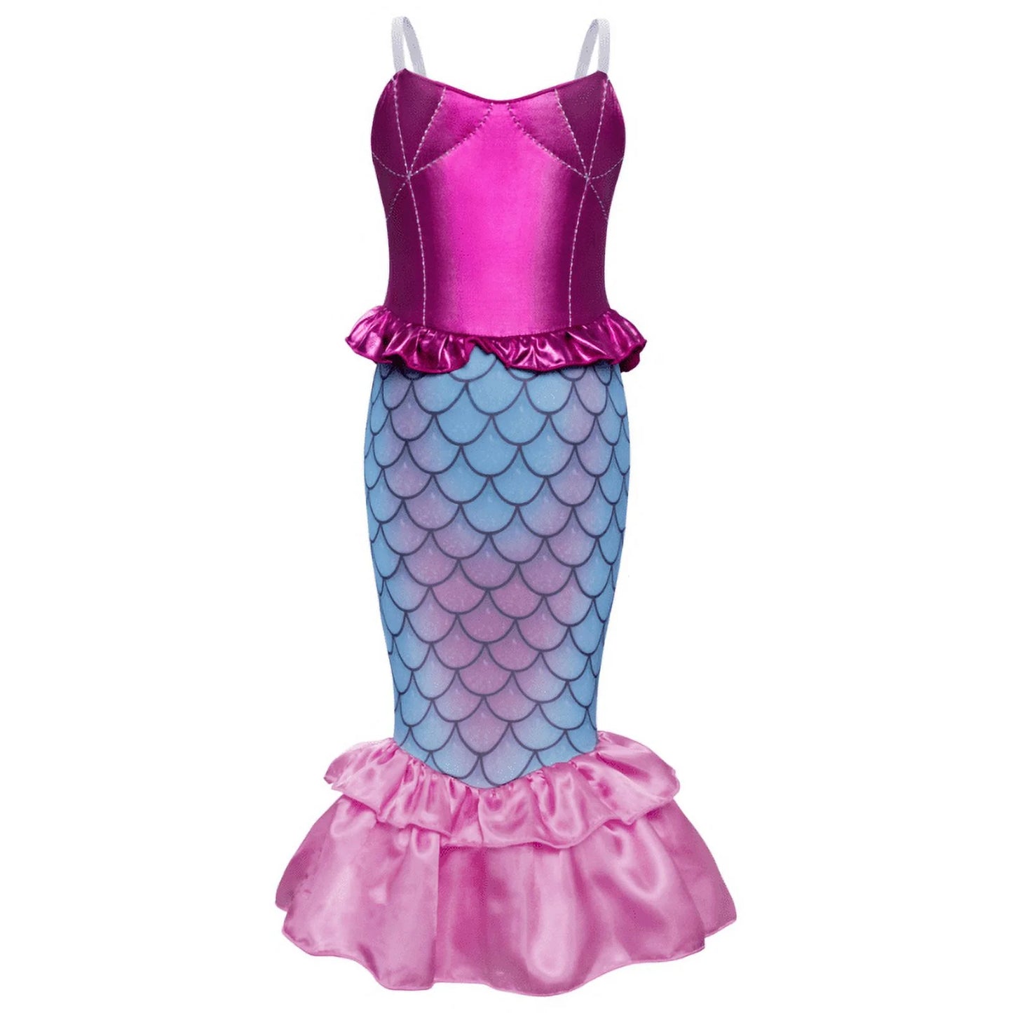 Little Girls Mermaid Costume Ariel Princess Dress up Kids Party Fancy Cosplay Childs Party Holiday Birthday Outfit with Accessories 140 CM 9-10 Years